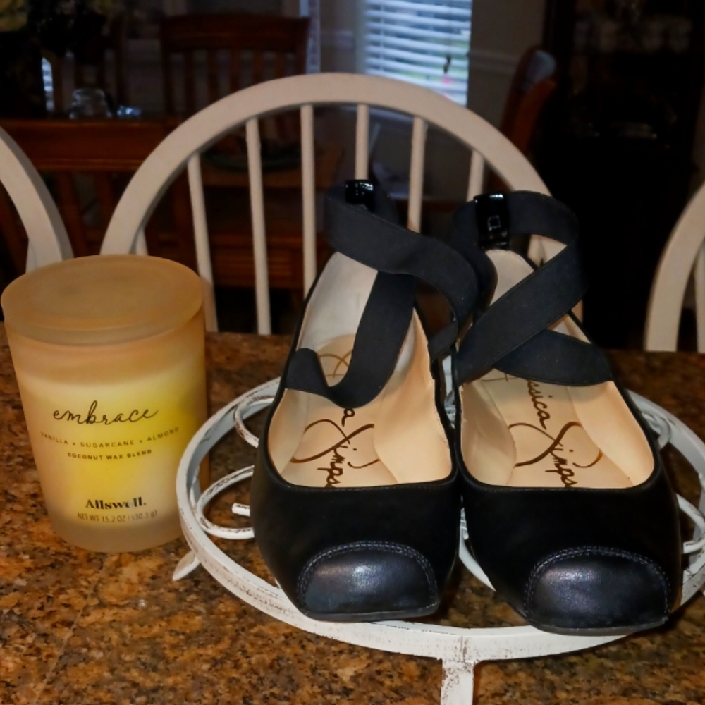 Jessica Simpson Black Cross-Strap Heels Size 38